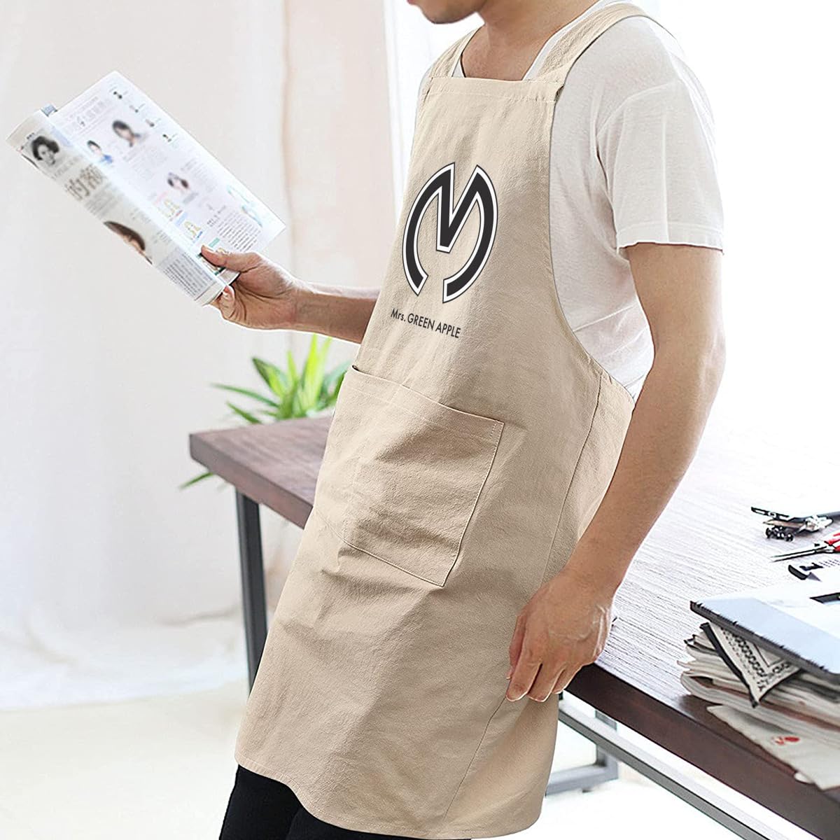 Amazon｜ミセスグリーンアップル エプロン 綿麻 カフェエプロン ワーク